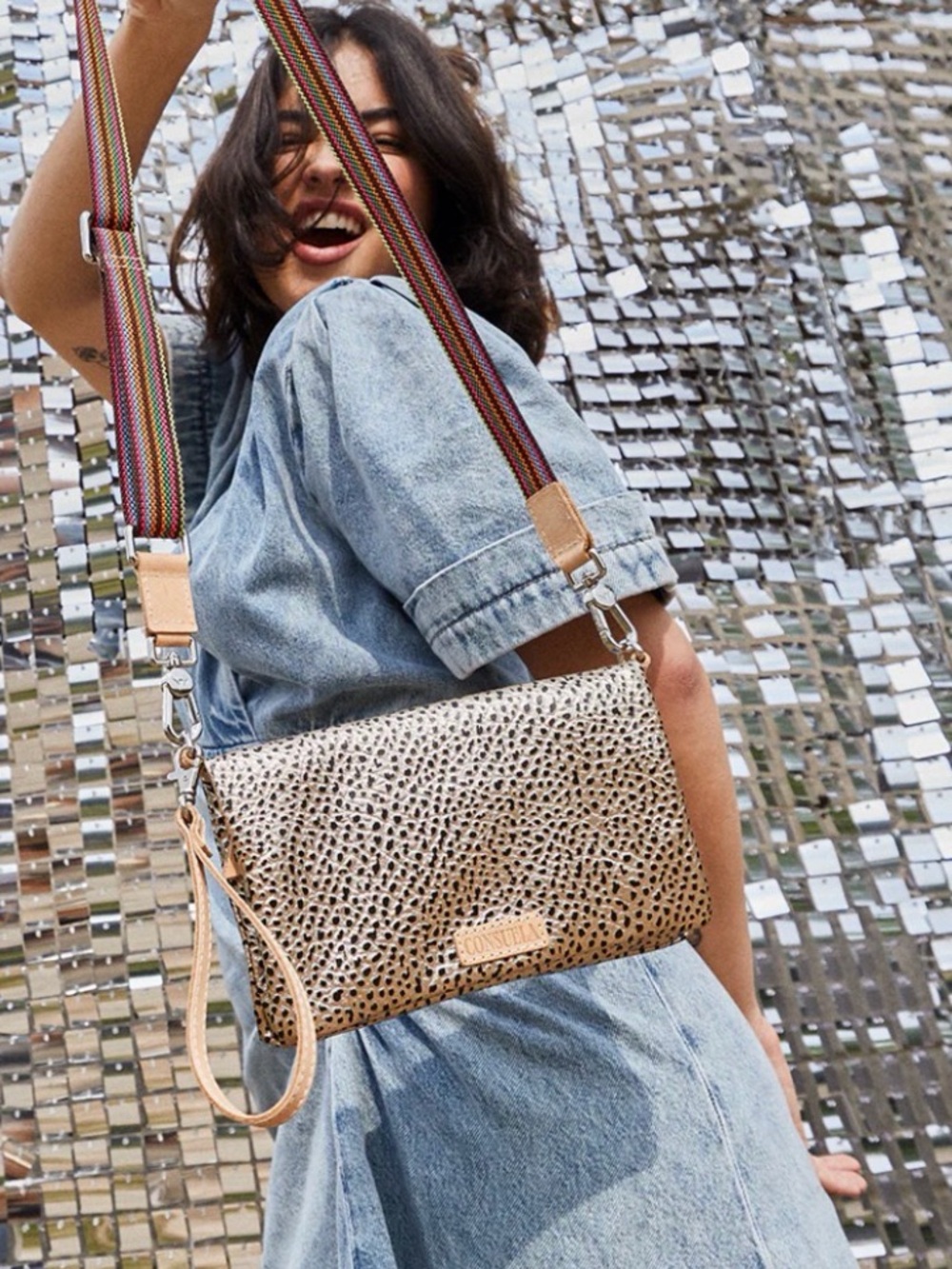 Consuela Wesley Uptown Pebbled Texture Leather Crossbody Wallet Magnetic Closure - Picture 15 of 15